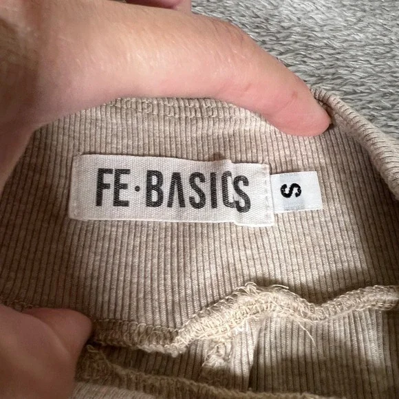 Fighting Eel FE BASICS Wide Leg Palazzo Pants Women's Small Beige Ribbed Lounge - Picture 3 of 9